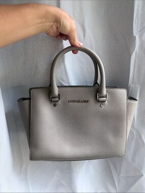 Michael Kors Gray Taupe Saffiano Leather Satchel